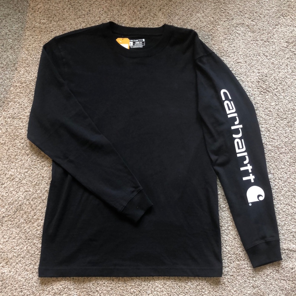 Carhartt Men's Black Long Sleeve Tee with‎ Logo